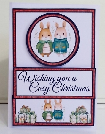 Cosy Knitted Christmas Bunnies Diagonal Popout Kit by Pam Stubley