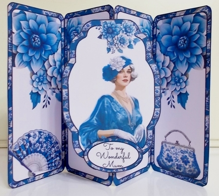 Vintage Blue Accessories Gatefold Popout Card by Pam Stubley