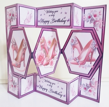 Hexagon trifold Pink shoes by Pam Stubley