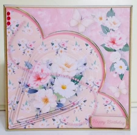Pink and Cream Flowers - Teardrop Pyramid Card Mini Kit by Pam Stubley