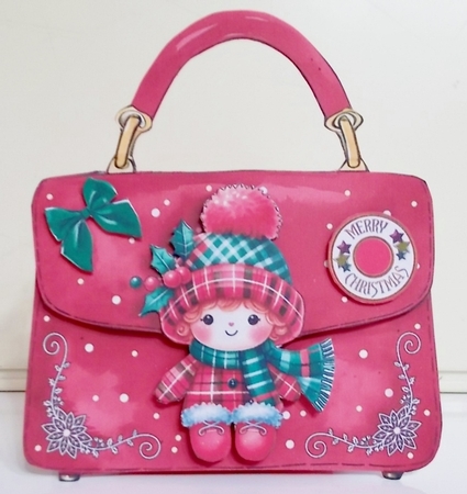 Christmas Girly Handbag Tent Card Kit-4 by Pam Stubley