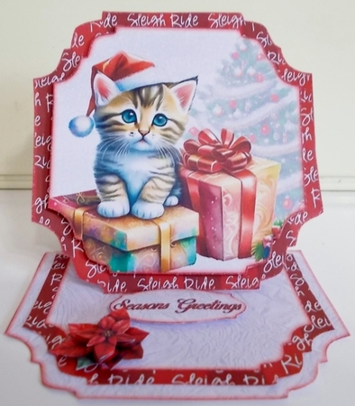 Cats With Gifts Shaped Easel Card Kit by Pam Stubley
