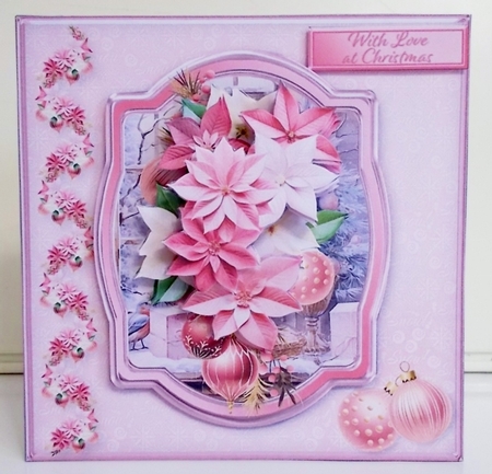 Pink Poinsettias - Decoupage Card Mini Kit by Pam Stubley