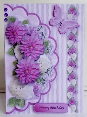Cream and Lilac Flowers - 5 x 7 Decoupage Card Mini Kit by Pam Stubley
