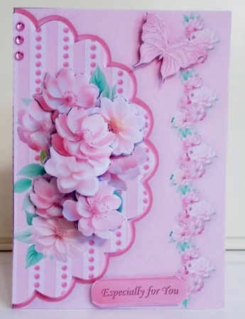 Soft Pink Posy - 5 x 7 Decoupage Card Mini Kit by Pam Stubley