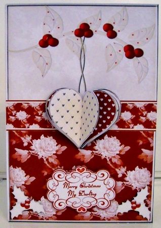 3D Christmas Heart and A5 Card Front by Pam Stubley