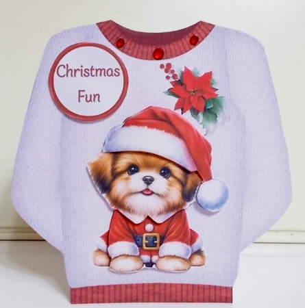 Santa Puppy - Christmas Jumper Card Mini Kit by Pam Stubley