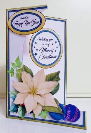 Cutaway Poinsettia with baubles (Blue) by Pam Stubley