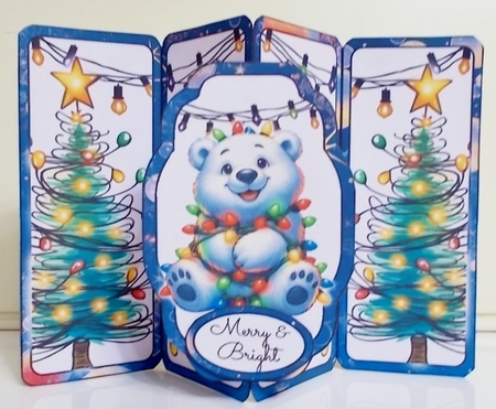 Polar Bears Christmas Decoration Disaster Gatefold Popout Card by Pam Stubley