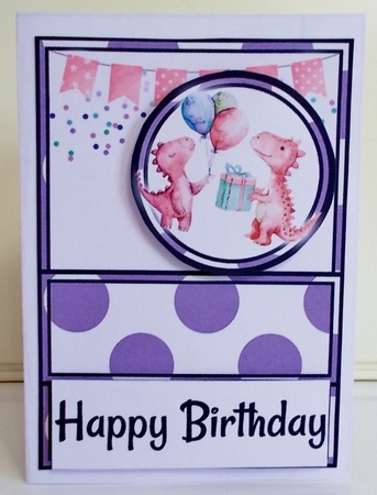 Girl Dino Birthday Diagonal Popout Card by Pam Stubley