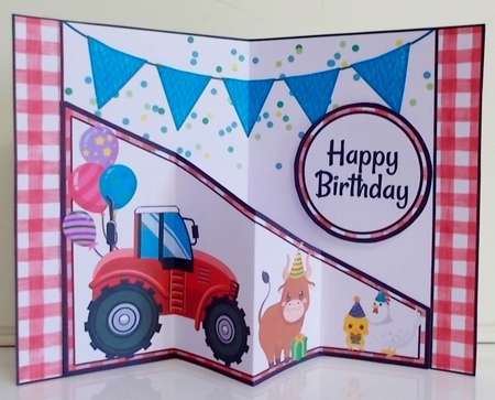Farm Birthday Diagonal Popout Card by Pam Stubley
