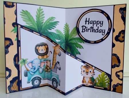 Safari Birthday Diagonal Popout Card by Pam Stubley