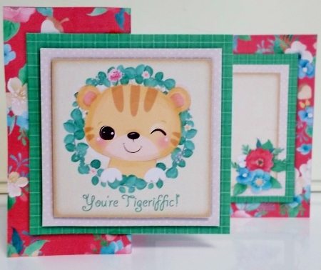 Cute Animals Fold Back Card with Seven Toppers by Pam Stubley