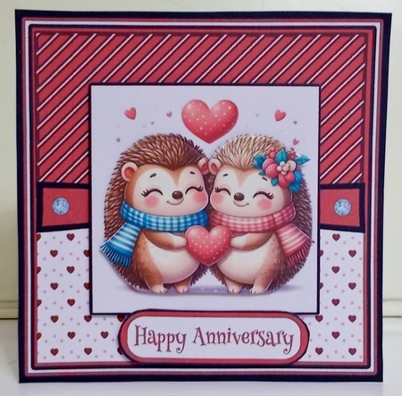 Hedgehog Love 2 - Valentines - Anniversary - Engagement decoupage card kit by Pam Stubley