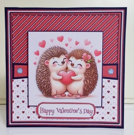 Hedgehog Love 3 - Valentine - Anniversary - Engagement decoupage card kit by Pam Stubley