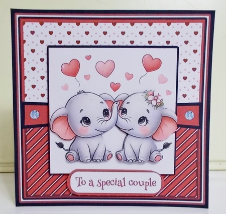 Elephant Love 3 - Valentine - Anniversary - Engagement decoupage card kit by Pam Stubley