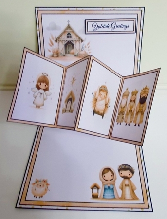 Cute Christmas Nativity Twist & Pop Card by Pam Stubley