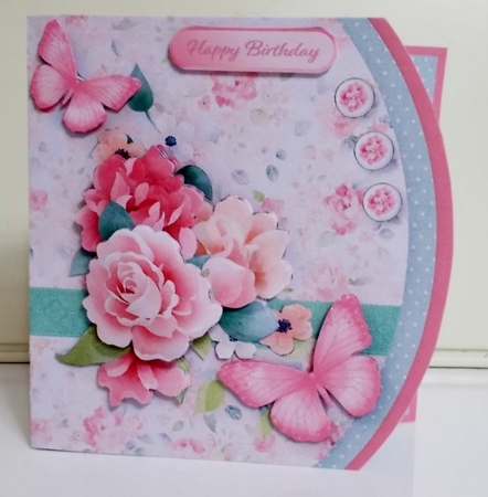 Pretty Pink Posy - Rounded Offset Card Mini Kit by Pam Stubley