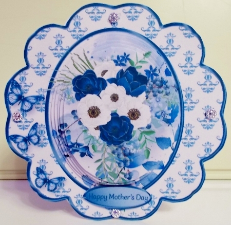 Blue and White Posy - Fancy Shaped Card Mini Kit by Pam Stubley