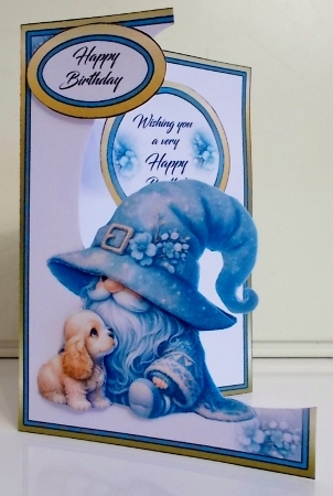Cutaway Gnome with a baby spaniel by Pam Stubley