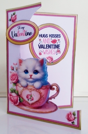 Cutaway Valentine Kitten in a cup by Pam Stubley