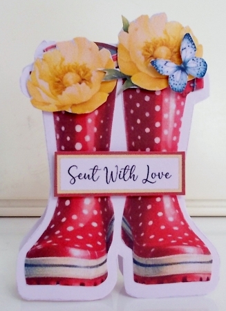 Red wellington boot shaped card by Pam Stubley