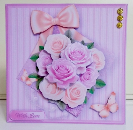 Lilac and Peach Roses - Decoupage Card Mini Kit by Pam Stubley
