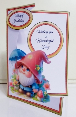 Cutaway Gnome with umbrella by Pam Stubley