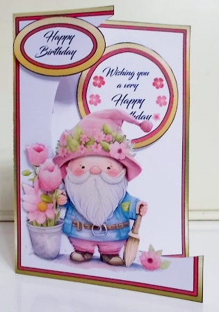 Cutaway Pink tulips gnome by Pam Stubley