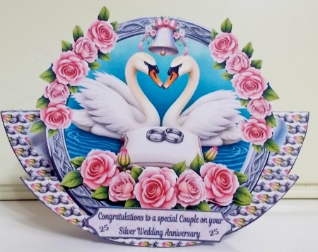 Anniversary swans rocker card by Pam Stubley
