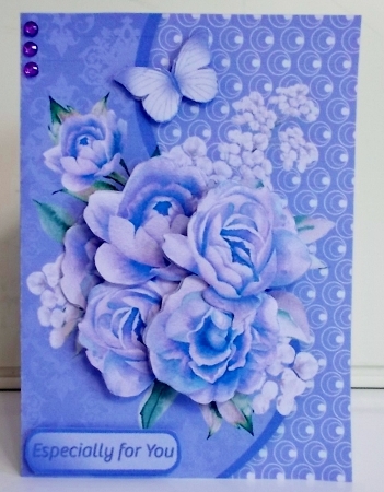 Blue and White Flowers - 5 x 7 Decoupage Card Mini Kit by Pam Stubley