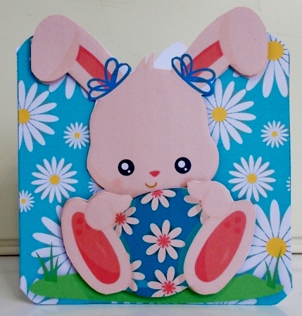 Easter Bunny Shaped Decoupage Card with Inserts and Envelope by Pam Stubley