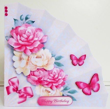 Pink and Cream Flowers - Fan-Shaped Card Mini Kit by Pam Stubley
