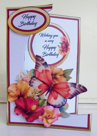 Cutaway Butterfly with hibiscus by Pam Stubley