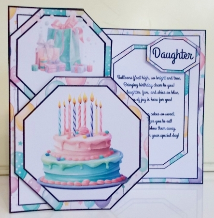 Balloons And Birthday Cake Offset Octagon 5 x 7 Mini Kit by Pam Stubley