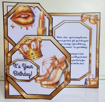 Golden Birthday Queen Offset Octagon 5 x 7 Mini Kit by Pam Stubley