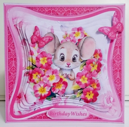 Mouse in the Primroses - Curved Frame Card Mini Kit by Pam Stubley