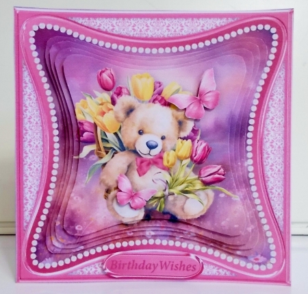 Teddy in the Tulips - Curved Frame Card Mini Kit by Pam Stubley