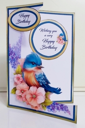 Cutaway Bluebird with flowers by Pam Stubley