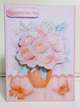 Apricot Bouquet - Vase of Flowers Decoupage Card Mini Kit by Pam Stubley