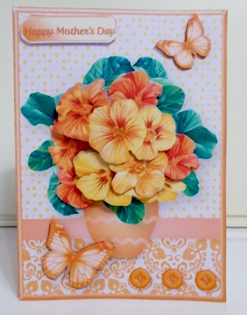 Nasturtium Posy - Vase of Flowers Decoupage Card Mini Kit by Pam Stubley