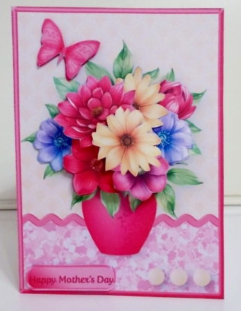 Summer Sunshine - Vase of Flowers Decoupage Card Mini Kit by Pam Stubley