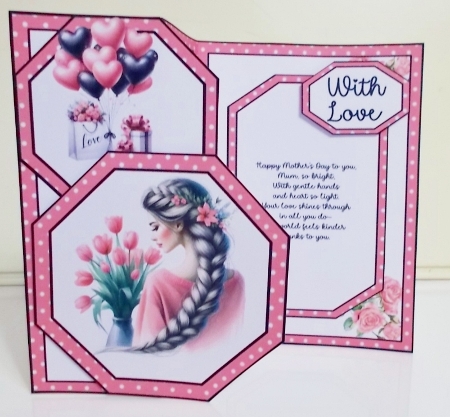 Pink Floral Mothers Day Offset Octagon 5 x 7 Mini Kit by Pam Stubley