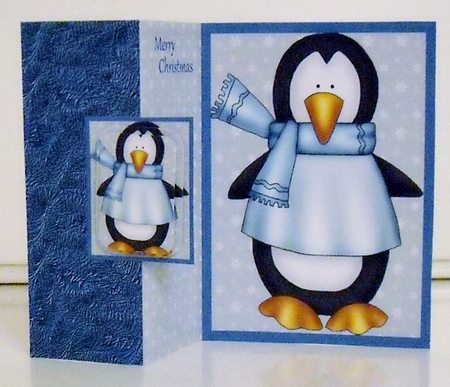 Cool Penquin No Hole Foldback Card by Pam Stubley
