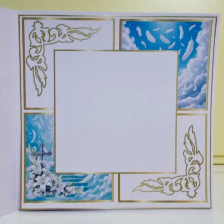 lillies and white feather sympathy card insert by Pam Stubley