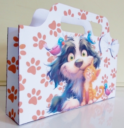 Funny Faces Cute Cat And Dog Tote Gift Bag (ONE) by Pam Stubley