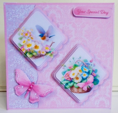 Pretty Primroses -  Double Diamond Card Mini Kit by Pam Stubley