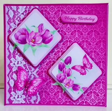 Purple Tulips -  Double Diamond Card Mini Kit by Pam Stubley
