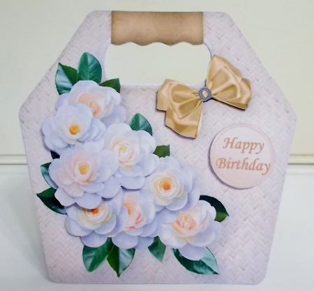 Cream Camellias - Basket Tote Card Mini Kit by Pam Stubley