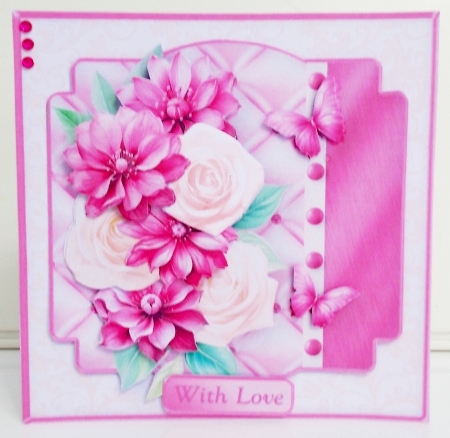 Pink and Cream Flowers - Decoupage Card Mini Kit by Pam Stubley